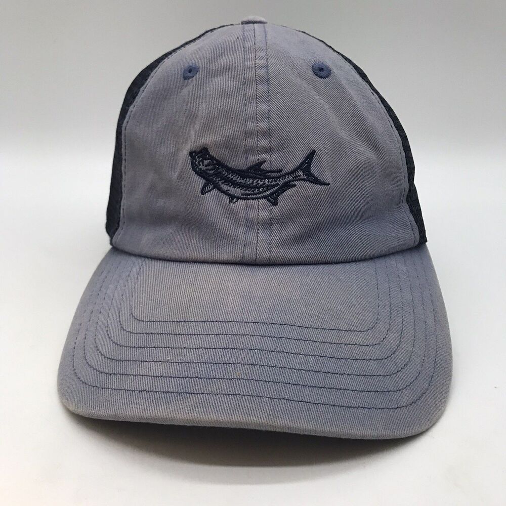 Vineyard Vines Tarpon Icon Baseball Hat OSFA Distressed Blue Denim Meshback Cap